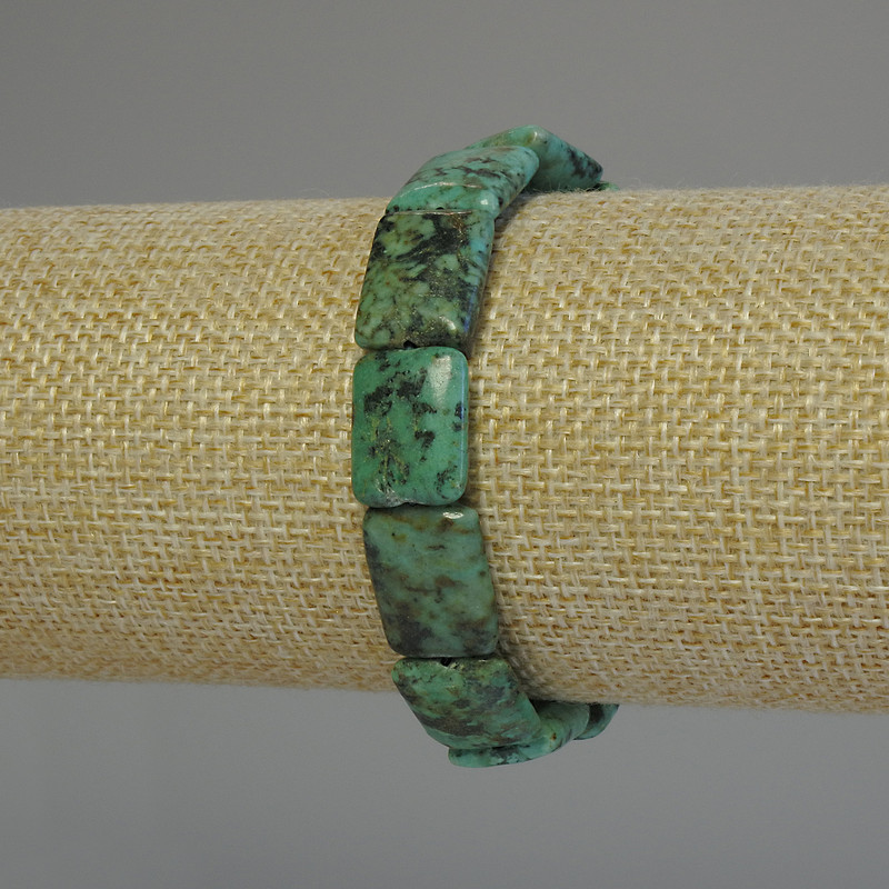 African Turquoise bracelet (man-made) rectangle, 16x12mm +- , length 18cm +- stretch