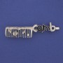 Brooch 'Comb' with White Crystals Silver Metal 60x12mm+