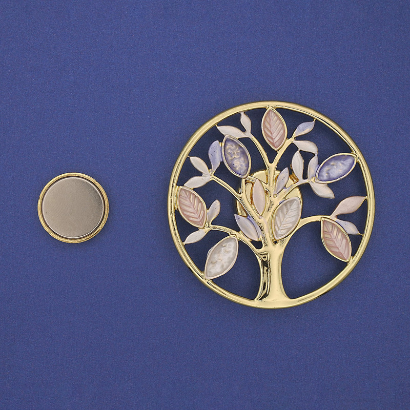 Magnetic Brooch Tree with Enamel Gold-tone Metal 50mm+