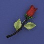 Brooch Rose with Silver Metal Enamel 25x57mm+
