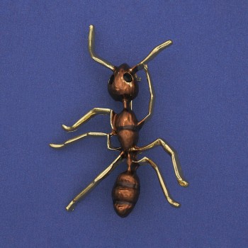 Brooch Ant Brown Enamel, Gold-Toned Metal 42x57mm+