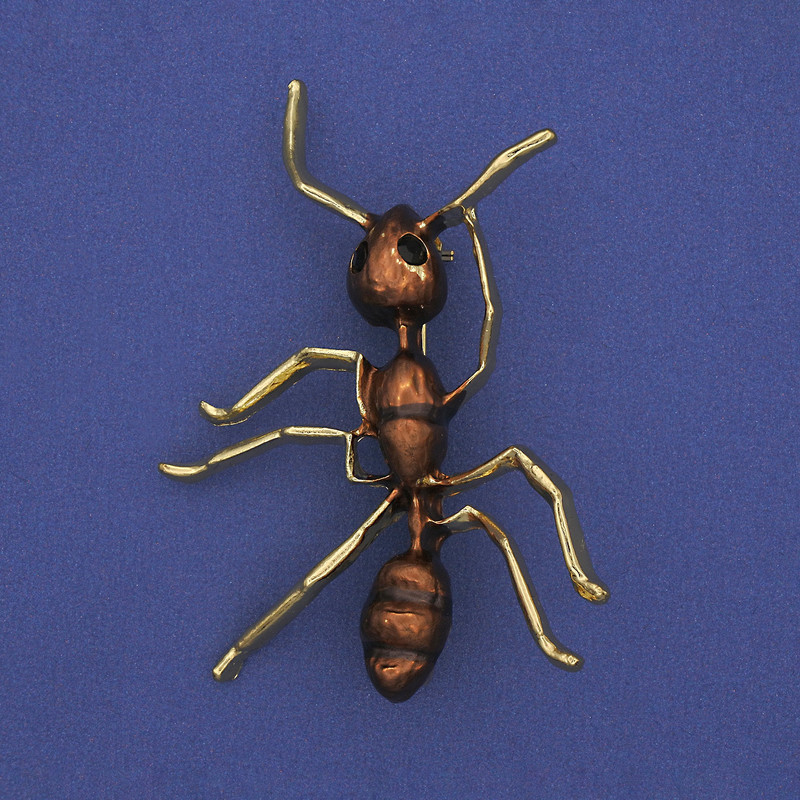Brooch Ant Brown Enamel, Gold-Toned Metal 42x57mm+