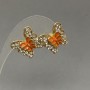 Butterfly Stud Earrings with White Rhinestones, 17x17 mm diameter+