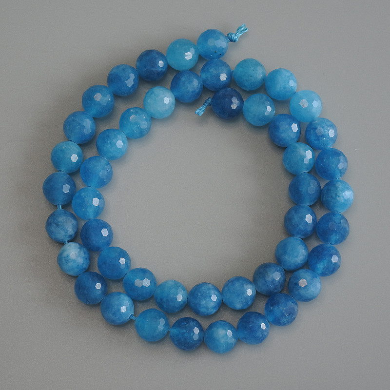 Faceted Apatite Beads on Thread, 8mm diameter, 37cm length