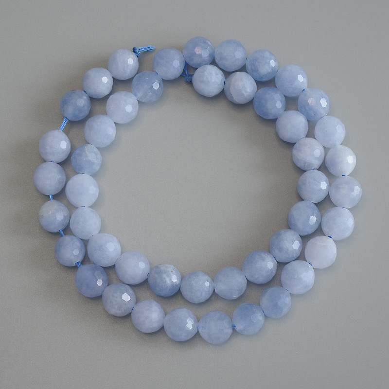 Aquamarine Beads faceted round 8mm, thread length 37cm ±