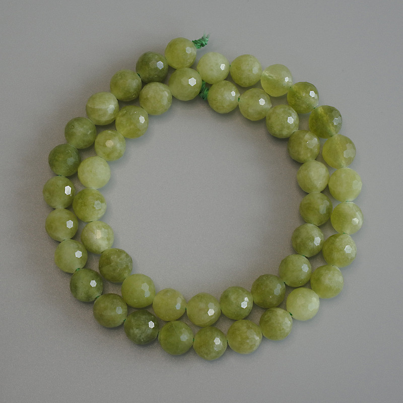 Natural Stone Beads Chrysoprase Peridot, Faceted Round Bead, 8mm dia., ~37cm length