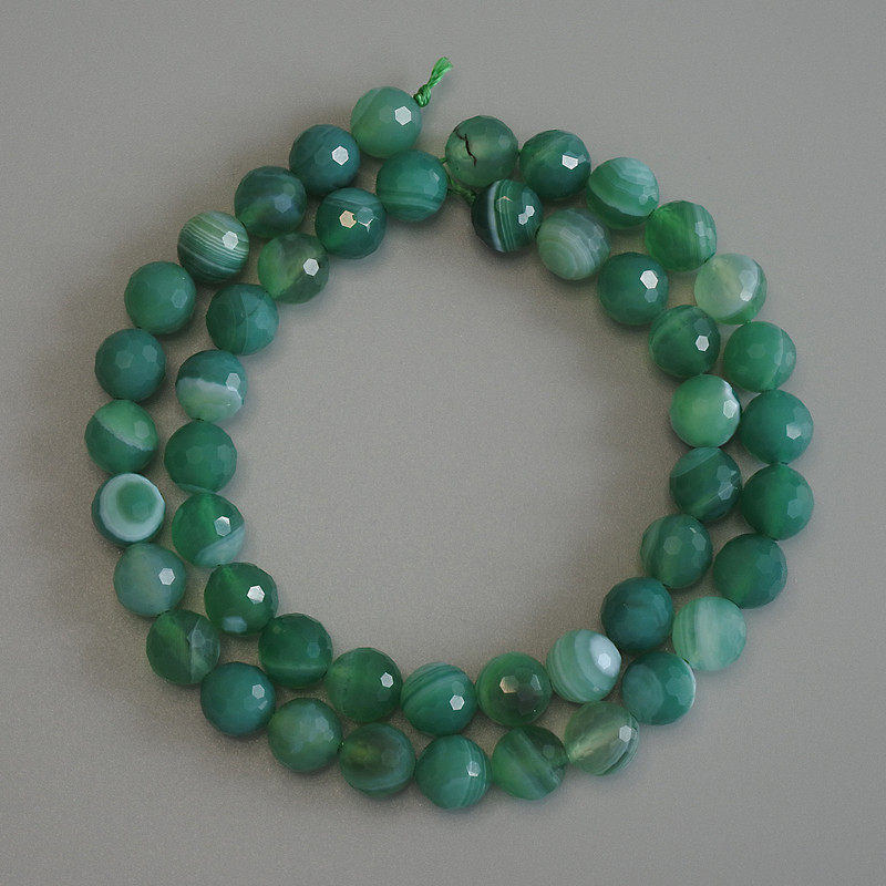 Agate Beads, Faceted Round 8mm+ on Thread, 38cm+ Length