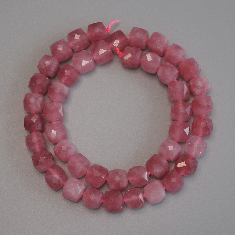 Tourmaline Beads Faceted Cube 9x9mm± on Thread, 37cm+ Length
