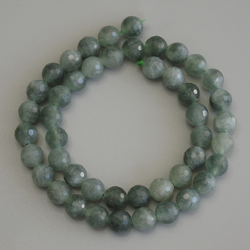 Jade Beads on Thread, Faceted Round 8mm, Length 38cm