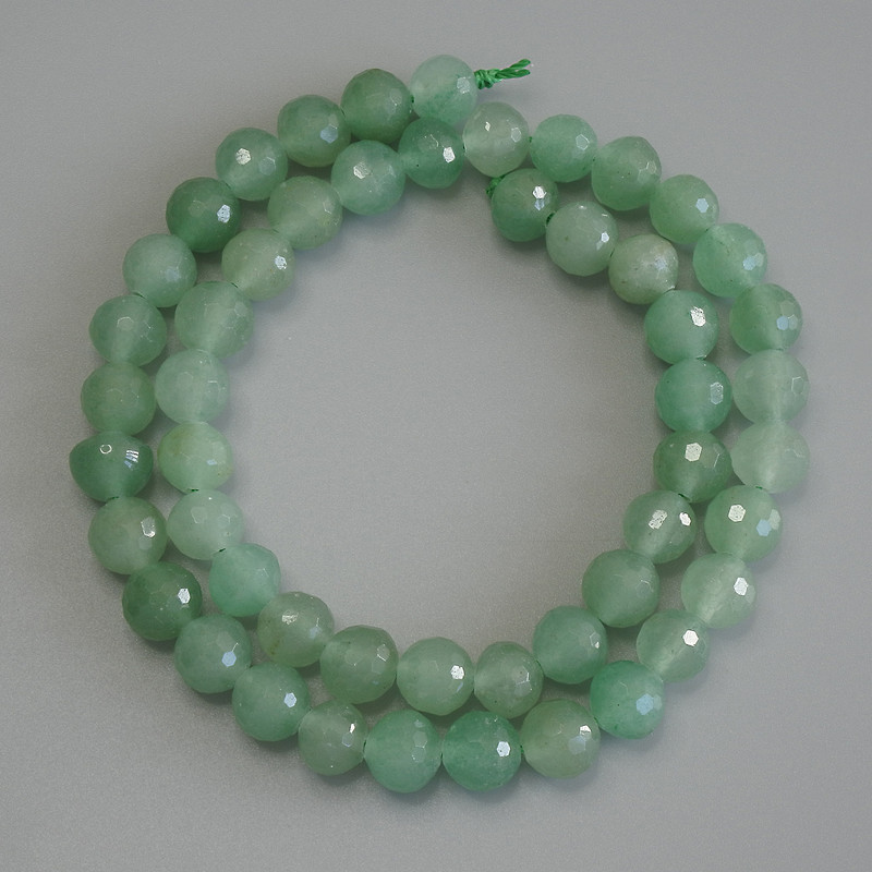 Jade Beads on Thread, Faceted Round 8mm, 38cm Length