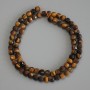 Tiger's Eye Beads, Faceted Cube, 5x5 cm diameter, 38 cm length on thread