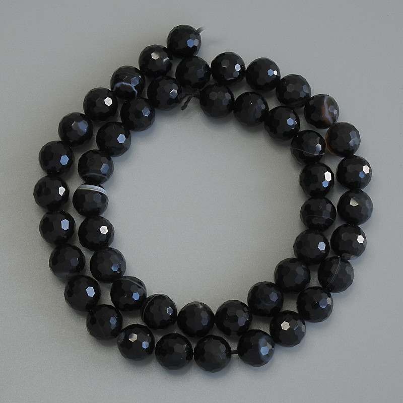 Faceted Agate Beads, Round 8mm, approx. 37 cm length on thread