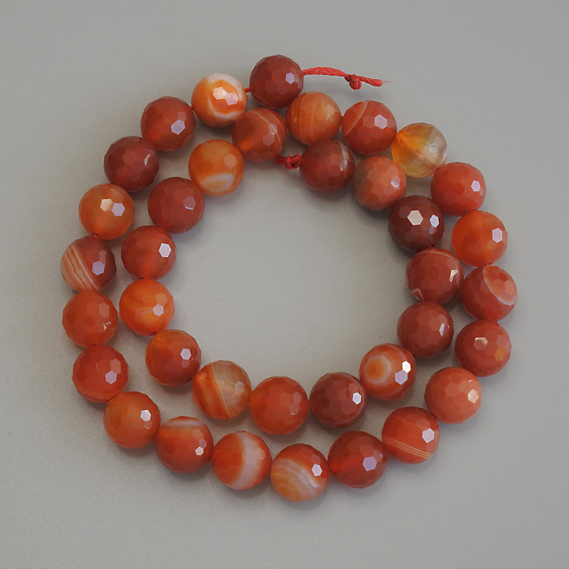 Agate Beads, Faceted Round, 10mm Diameter, 37cm Length, on Thread