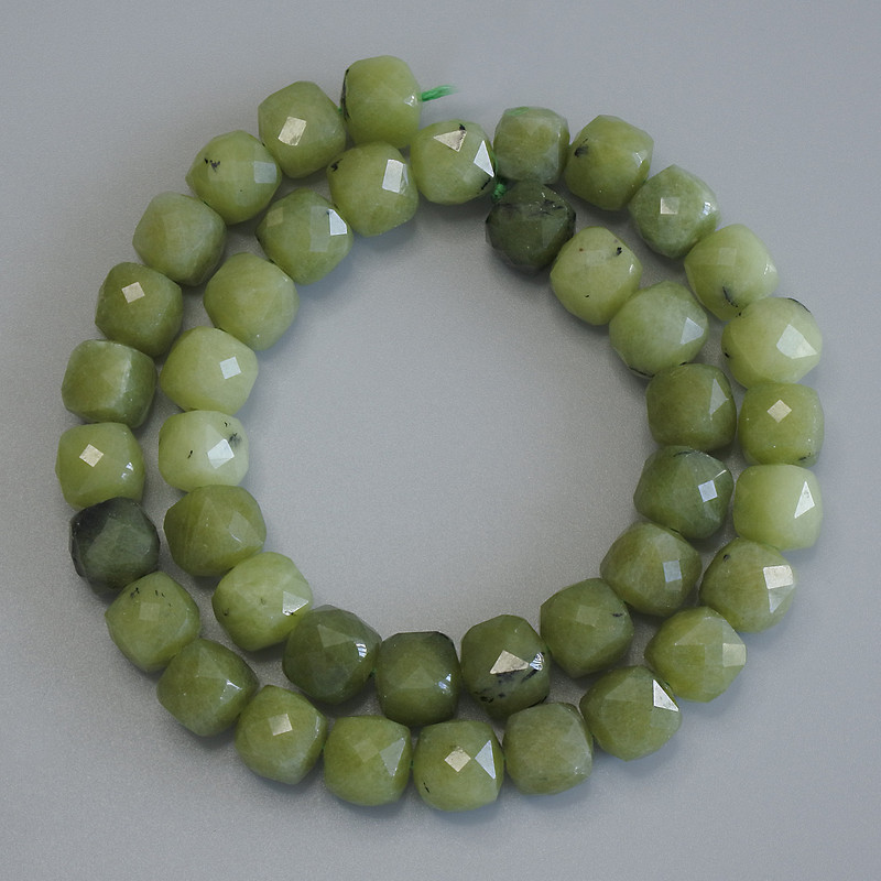 Jadeite Beads Faceted Cube, 9x9mm, 37cm Thread Length