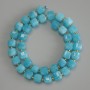 Aquamarine Beads Faceted Cube, 8x8mm +/- diameter, with 3mm+ seed beads, thread length 37cm +/-