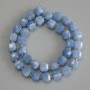 Aquamarine Beads Faceted Cube 8.5 mm x 8.5 mm, 5x8.5 mm ± with 3 mm+ seed beads, thread length 37 cm ±