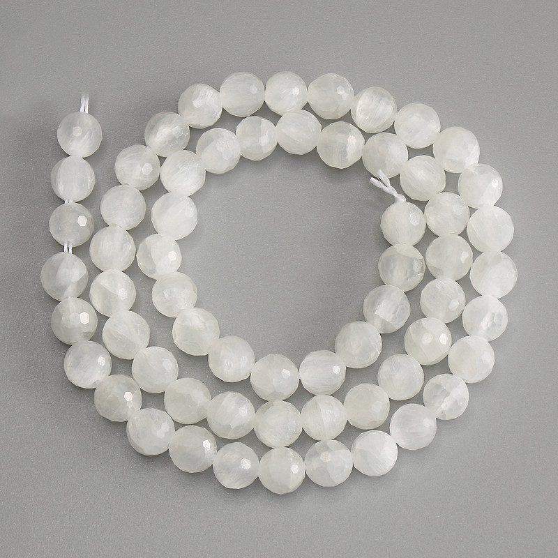 Beads Mountain Crystal Faceted Ball, 6mm dia. ±, 37cm ± length on thread