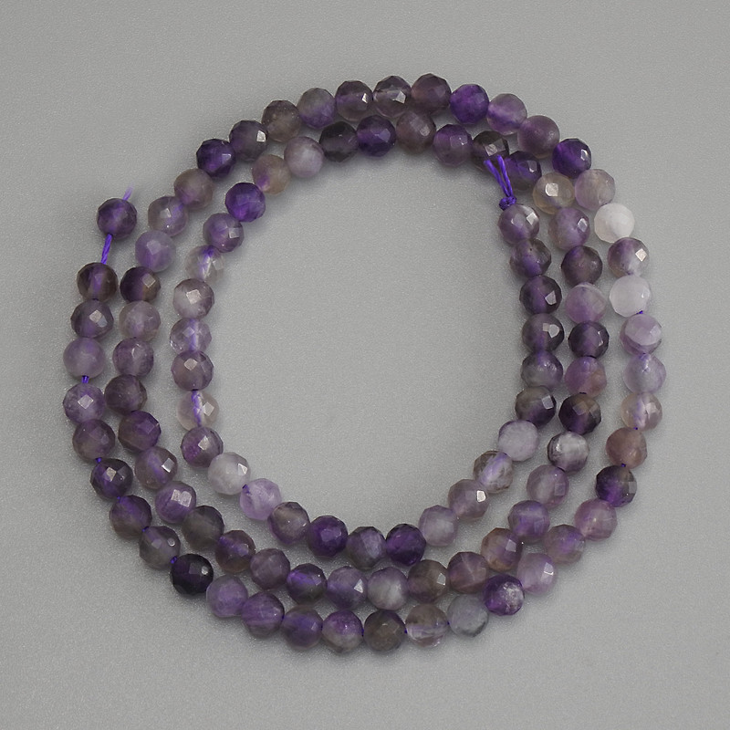 Amethyst Beads, Faceted Round 4mm+ on Thread, 39in+ length