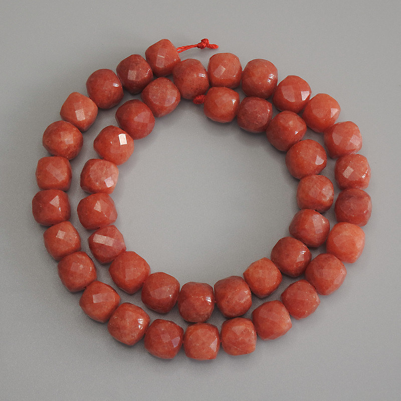 Gemstone Beads Jasper Faceted Cube 9x9mm, length 39cm