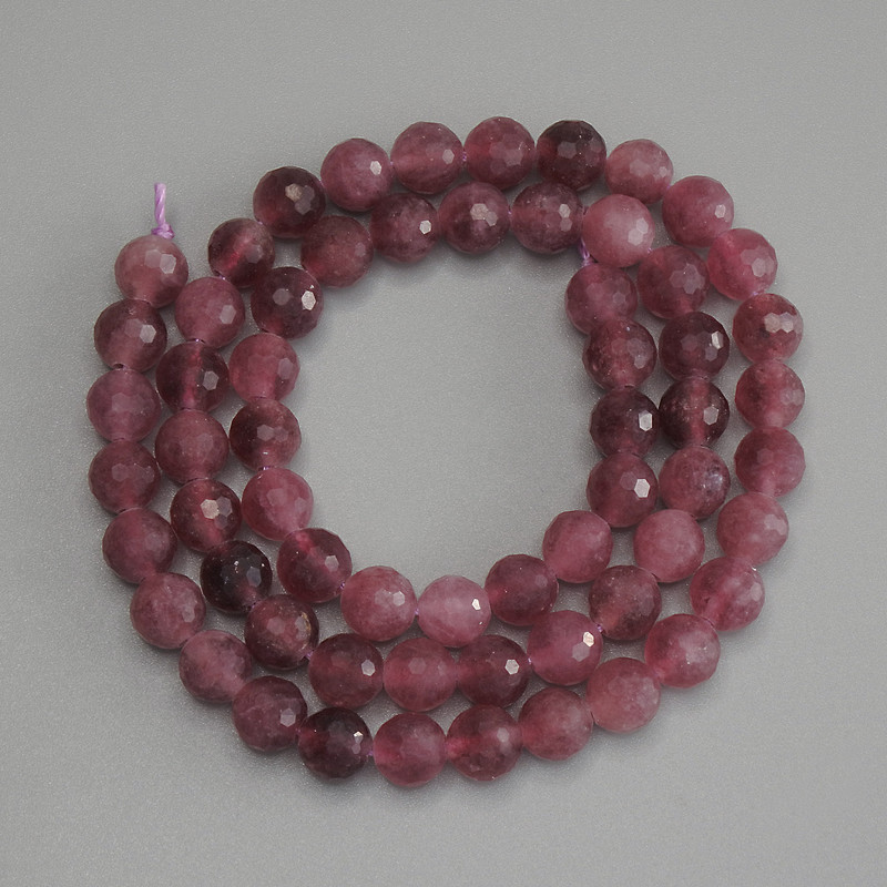 Tourmaline Beads Faceted Round 6mm+ on Thread, 37cm+ Length