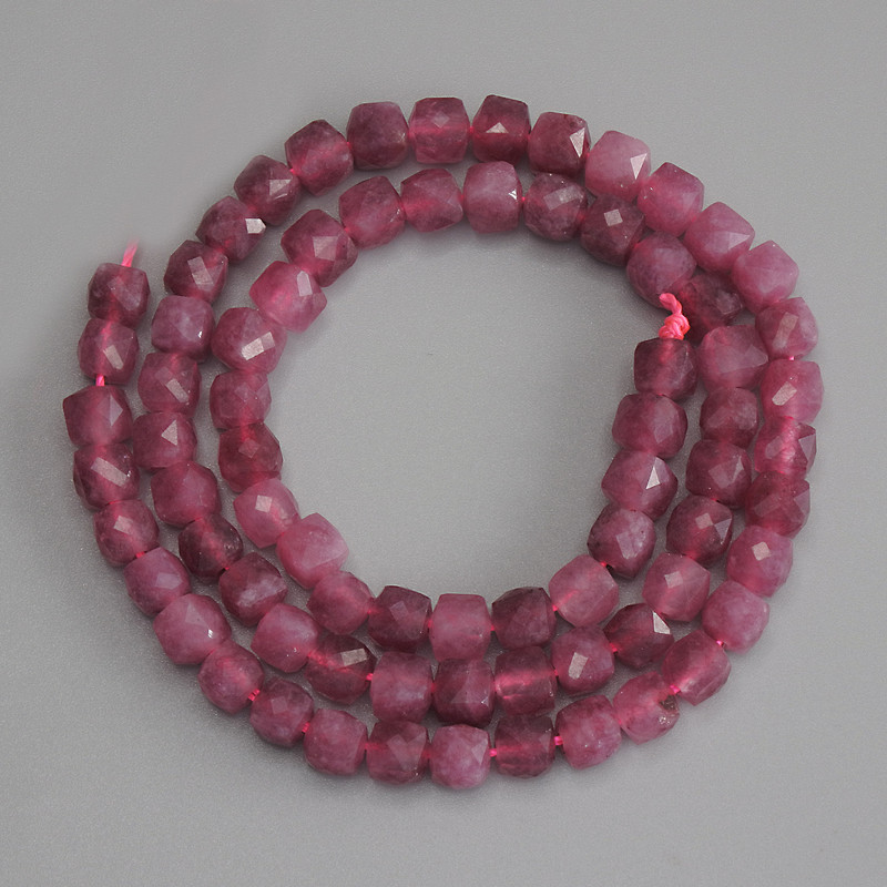 Tourmaline Beads faceted cube 5x5mm+ on thread, 36cm+ length