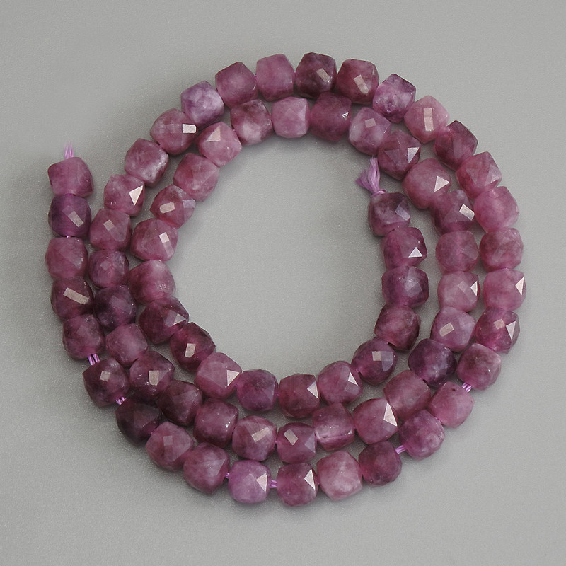 Tourmaline Beads Faceted Cube 5x5mm+- on Thread, 37cm+ Length