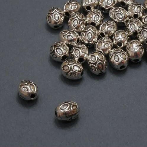 Bead Inlay Fitting, inner hole 1.5 mm + -, outer diameter 5.5×7 mm + -, packaging 20 g, 28 pcs. (+ -)