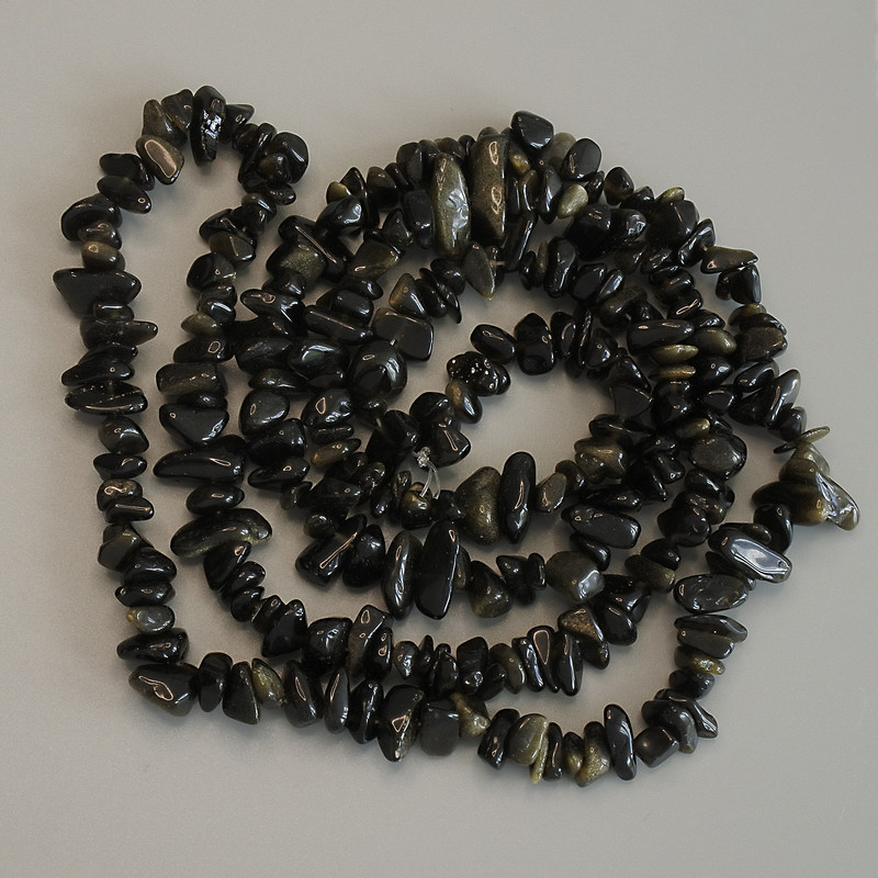 Sunstone Obsidian Bead Chip, 6-8×2.5mm, diameter, 78cm+ on fishing line