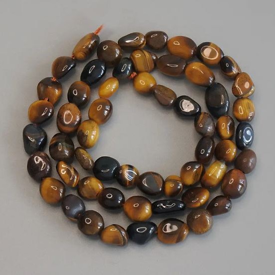 Tiger's Eye Beads (Tumbled) 6–10×7 mm, on a thread, 40 cm ±