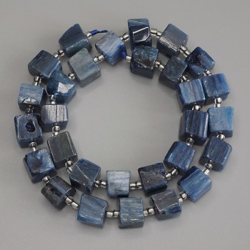 Apatite Beads Cubes, diameter 9-10x9-10mm± with 3mm+ seed beads, length 39cm± on thread