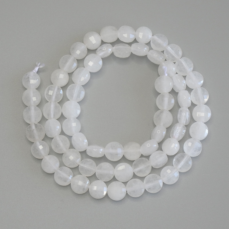 Beads Mountain Crystal Faceted Coin 6mm Ø, 39cm+/- on a thread
