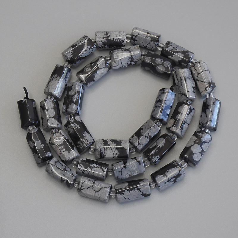Snowy Obsidian Teardrop Beads, faceted cabochon, Apache Tears, 11x7-8mm, ± with 3mm seed beads, 40cm cord