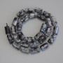 Snowy Obsidian Teardrop Beads, faceted cabochon, Apache Tears, 11x7-8mm, ± with 3mm seed beads, 40cm cord