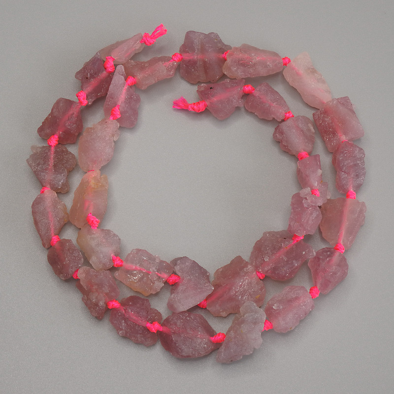 Strawberry Quartz Beads, natural unpolished stone, diameter 9-14×6-10mm, length about 40cm on thread