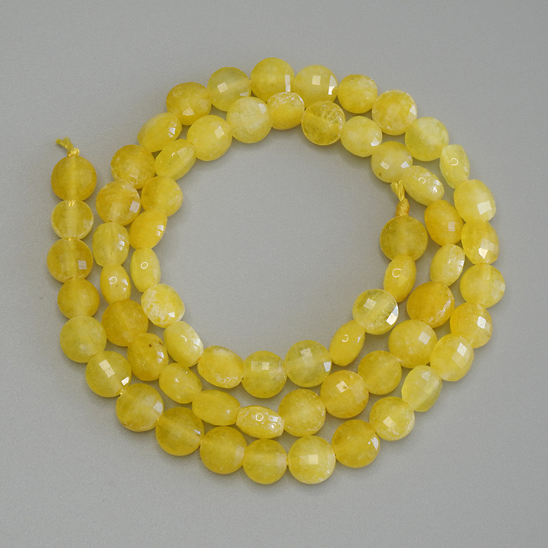 Citrine Beads, Faceted Coin Shape, 6 mm diameter, 39 cm length onThread