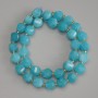 Aquamarine Beads, faceted diamond shape, diameter 10x9 mm±, with 3 mm seed beads±, thread length 39 cm±