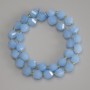 Aquamarine Faceted Diamond Beads, 10x8.5 mm diamond-shaped, 5 mm+, with 3 mm seed beads on thread length about 39 cm