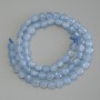 Aquamarine Beads, faceted round coin shape, 6mm diameter ±, 39cm length ± on thread