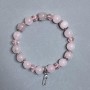 Bracelet Pink Quartz Smooth Bead, diameter 10mm± and Czech Glass Rondelle 8x6mm±, length 18cm± stretch