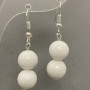 White Agate Earrings, smooth bead, diameter 10mm±, length 40mm±