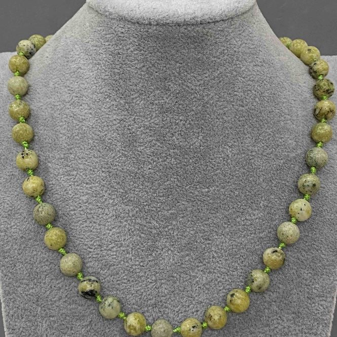 Necklace Turquoise Yellow Turquoise natural stone smooth bead, diameter 8.5mm ±, length 50cm ±