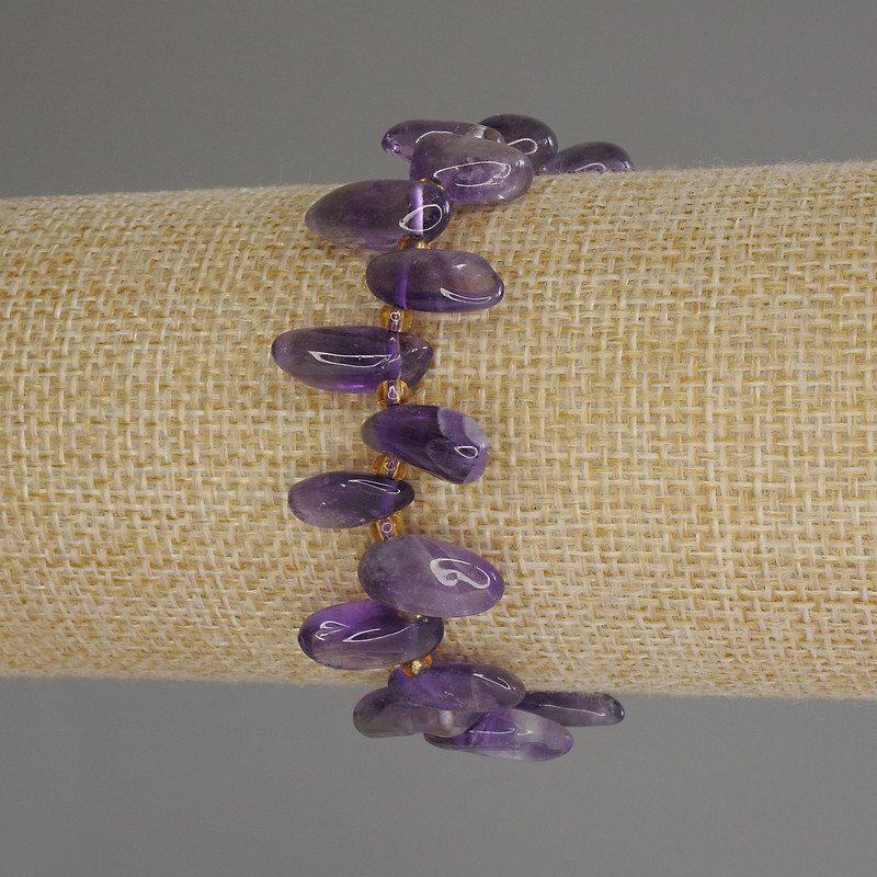 Amethyst faceted bracelet with butterfly 13x6mm+- beads 3mm+-, length 18cm (stretch)