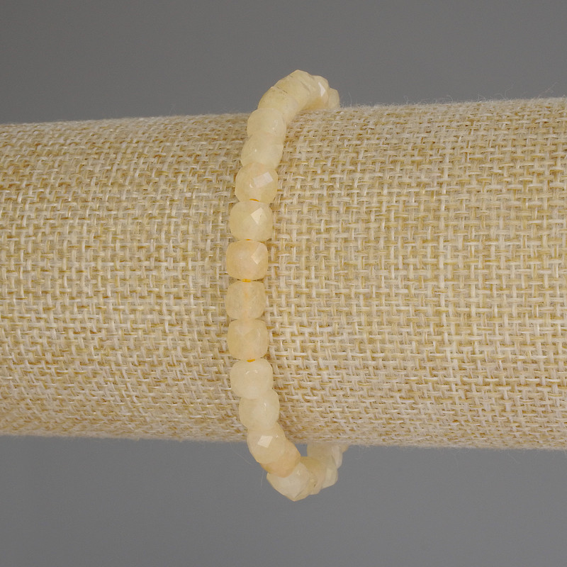 Bracelet Citrine Beveled Cube, diameter 5x5mm, length 18cm (stretch)