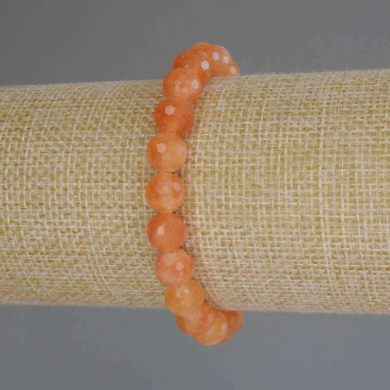 Jade Bead Bracelet - Machan, faceted 8mm beads, 18 cm (stretch)