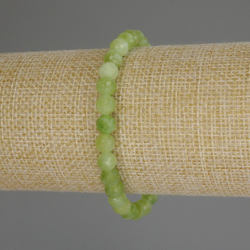 Bracelet Chrysoprase Olivine faceted bead, diameter 6mm±, length 18cm (stretch)