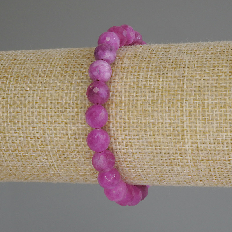 Bracelet, Faceted Tourmaline Bead, 8 mm diameter, 18 cm length (stretch)
