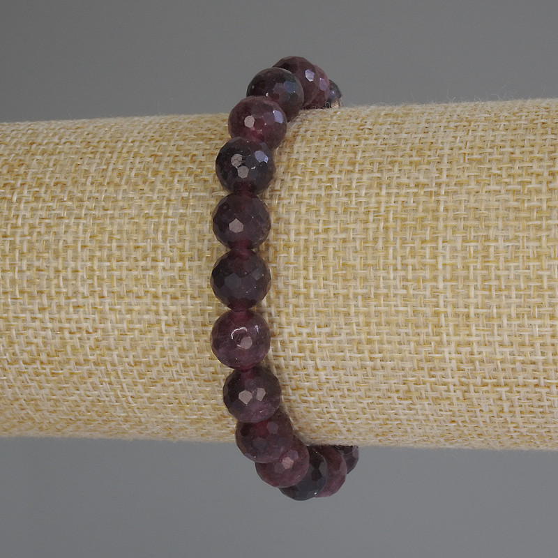 Tourmaline Bead-Style Bracelet, faceted ball, diameter 8mm±, length 18cm (stretch)