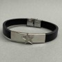 Bracelet color black with metal insets on clasp, length 21 cm+