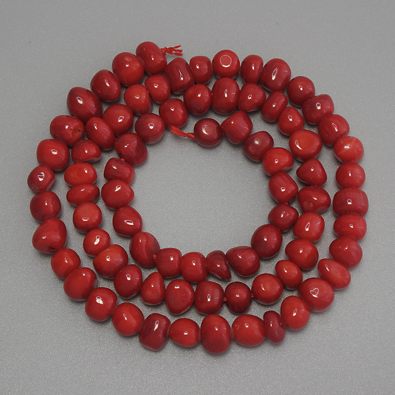 Coral Beads Faceted, 6x5mm, 41cm on Thread