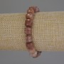 Bracelet Selenite & Sunstone Faceted Cube, 9mm diameter, 18cm length stretch